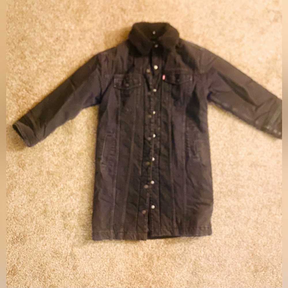 Levi’s Long Black Denim Sherpa Jean Jacket|Women Size: XS|NWT